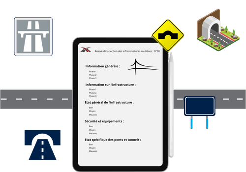 Illustration d'un relevé d'inspection d'infrastructure routière.