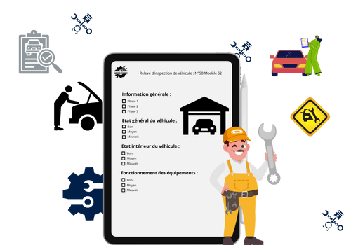 Illustration d'un relevé d'inspection de véhicule.